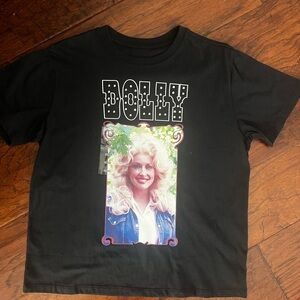 Dolly Graphic Tee – Black Rhinestone Detail – Size Small Womens